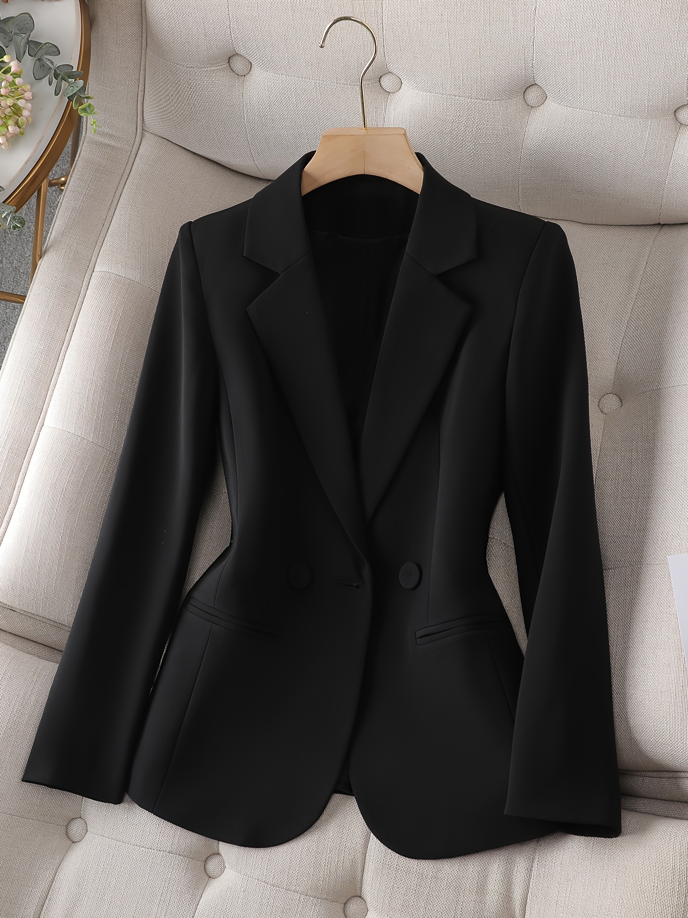 womens color long sleeve single button polyester elastane regular fit fall season woven fabric with and button detail details 3