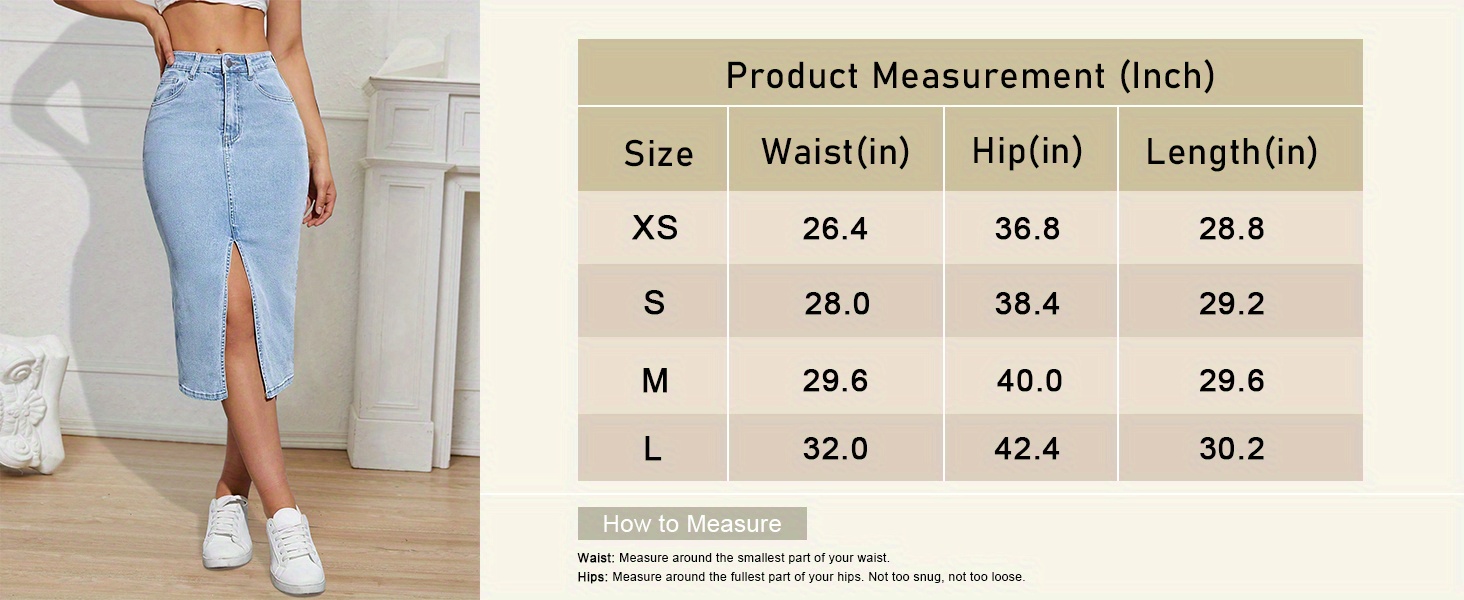 womens denim pencil skirts long high waist a line midi jean skirt split hem skirts for ladies details 3