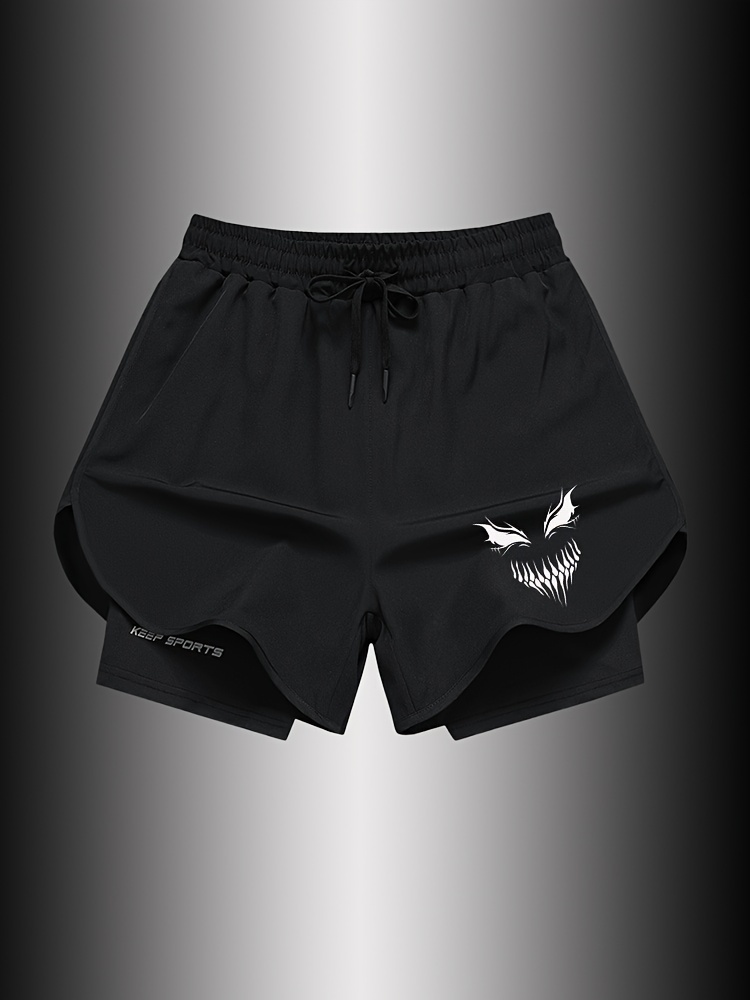 mens graphic sports shorts with drawstrings casual training shorts for summer details 0