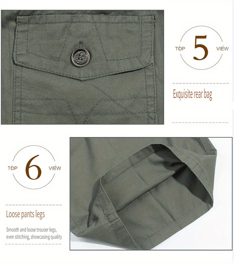 retro casual mens cotton comfy cargo shorts with multiple pockets for summer outdoor mens loose work shorts bermuda shorts details 2