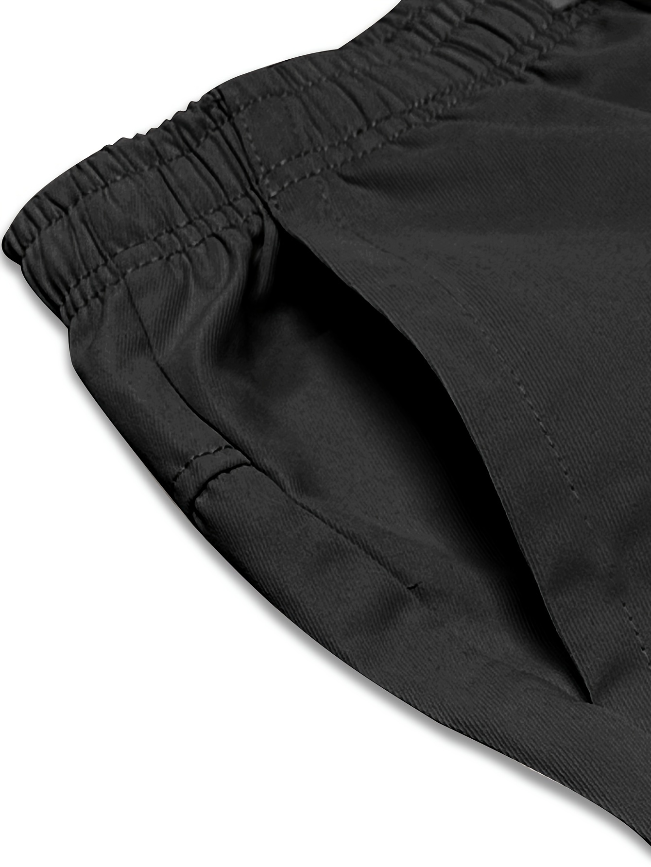 mens solid cargo shorts with multi pockets casual drawstring shorts for summer details 9