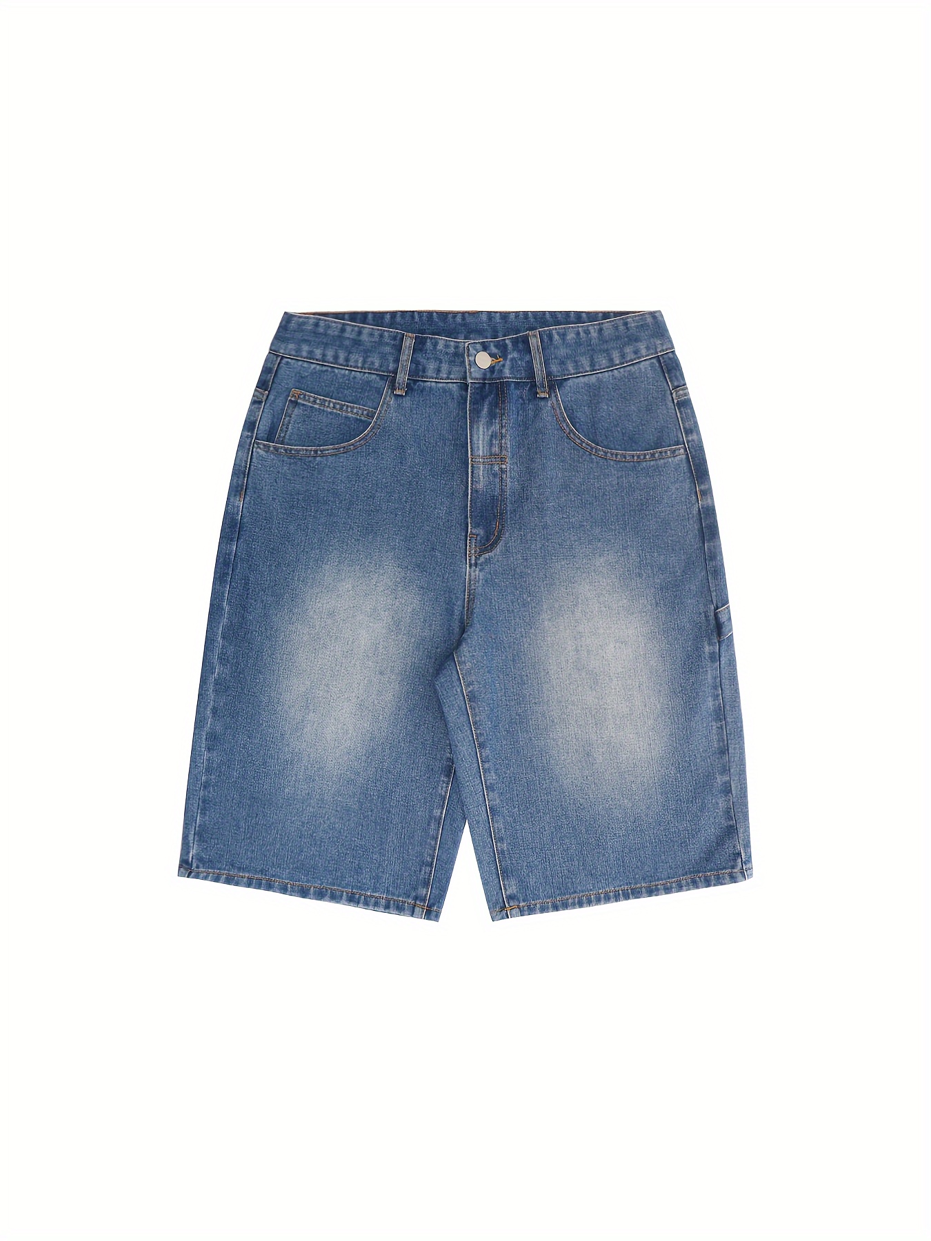 mens casual loose fit wide leg denim shorts knee length jorts with pockets summer fashion details 0