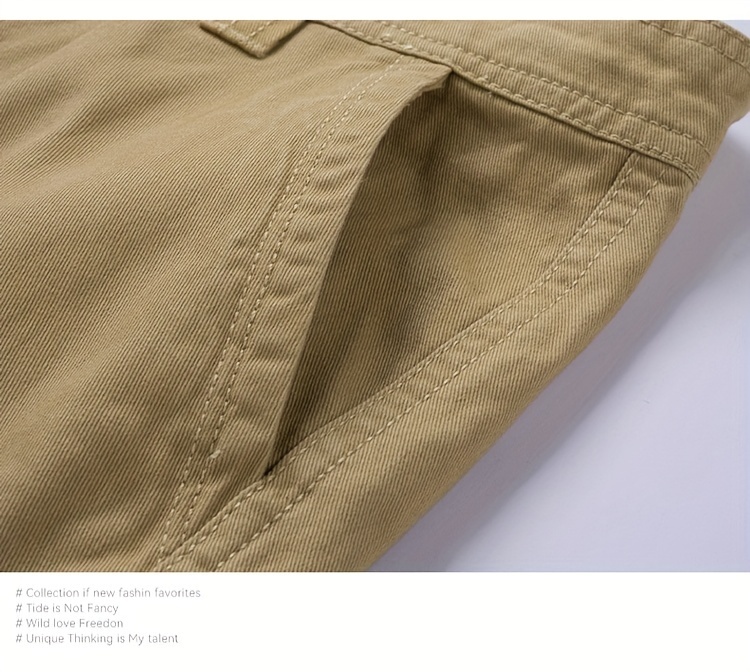 mens pure cotton solid color cargo shorts with drawstring and pockets casual   shorts for   and daily leisurewear details 11