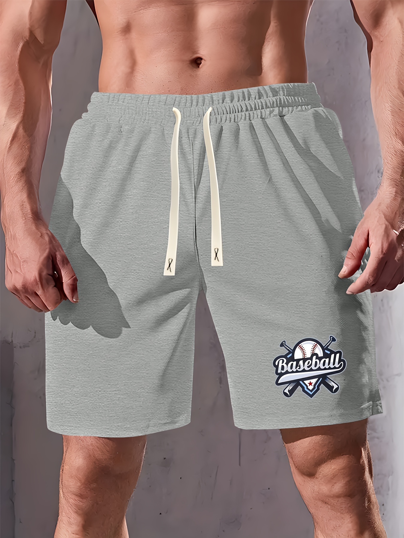 baseball print mens summer fashionable drawstring casual sports loose shorts suitable for outdoor sports comfortable and versatile details 5