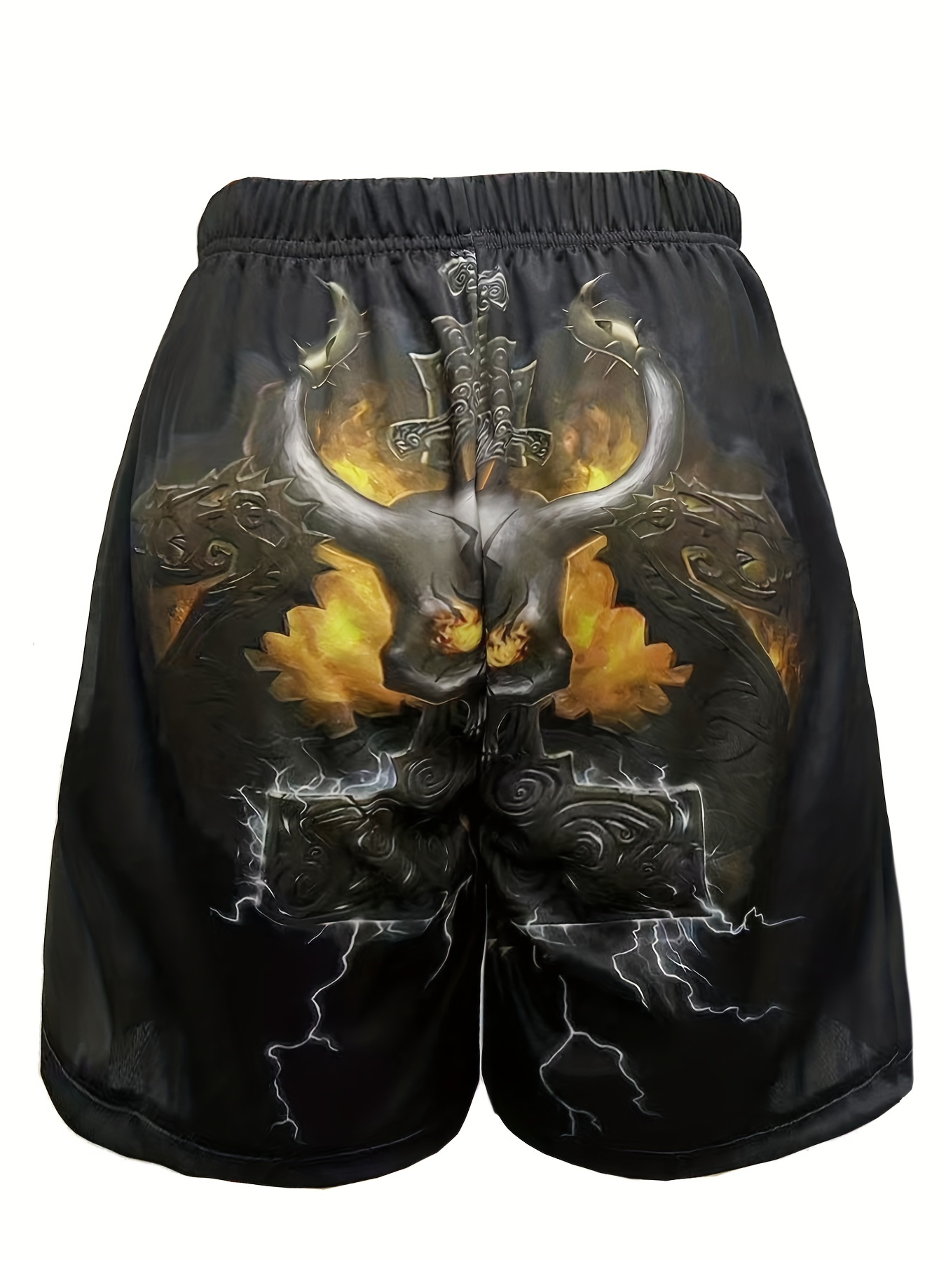 halloween skull pattern comfy shorts mens casual stretch street style shorts for summer details 0