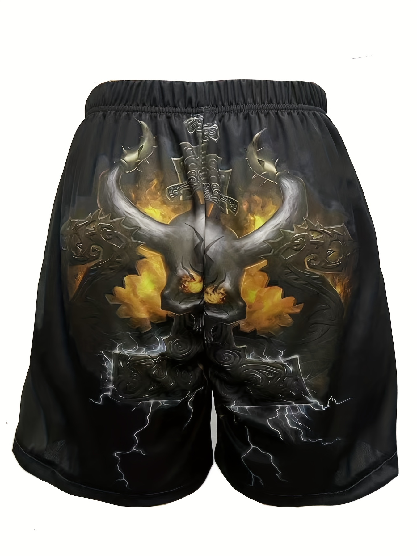 halloween skull pattern comfy shorts mens casual stretch street style shorts for summer details 1