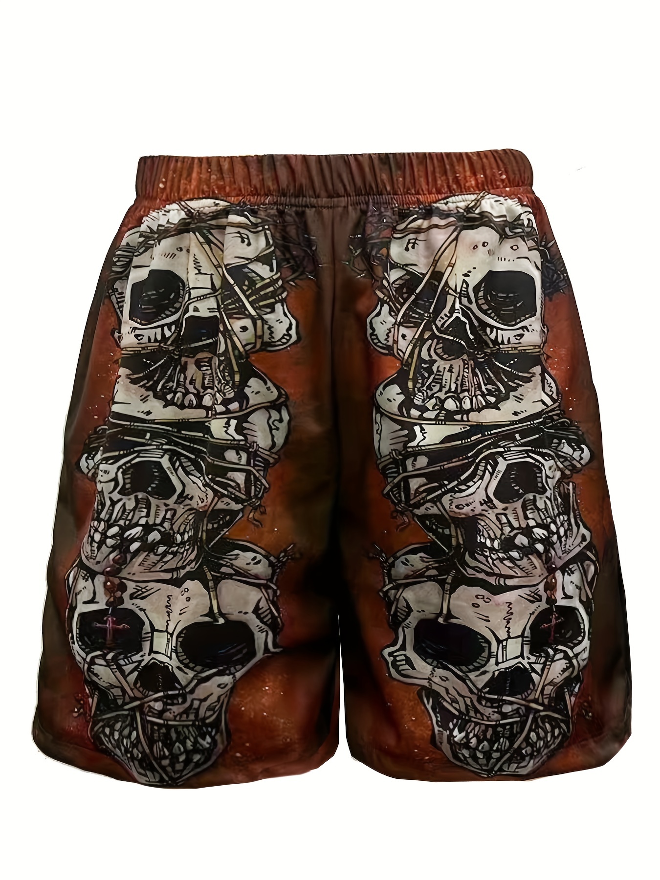 halloween skull pattern comfy shorts mens casual stretch street style shorts for summer details 3
