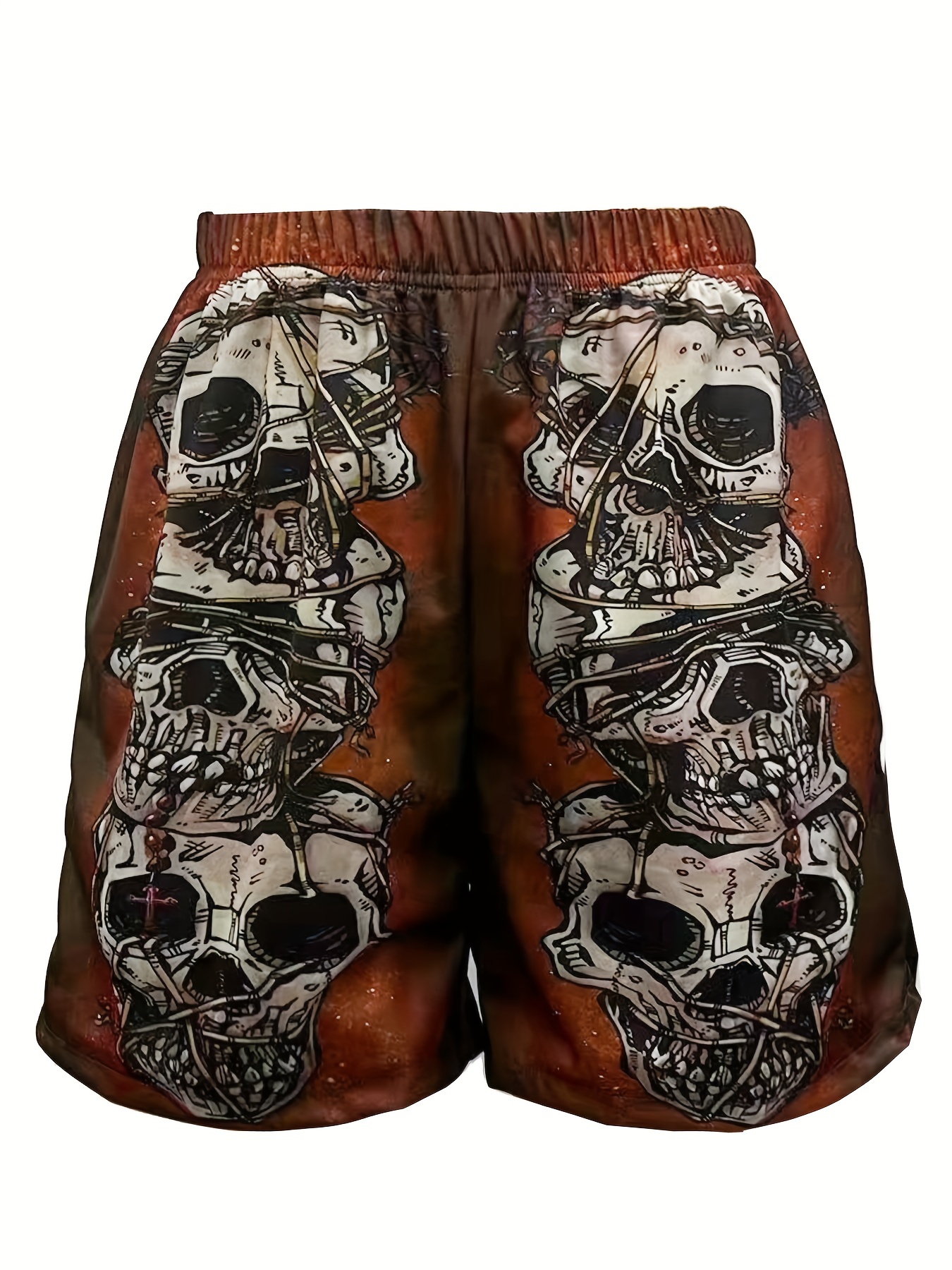 halloween skull pattern comfy shorts mens casual stretch street style shorts for summer details 4