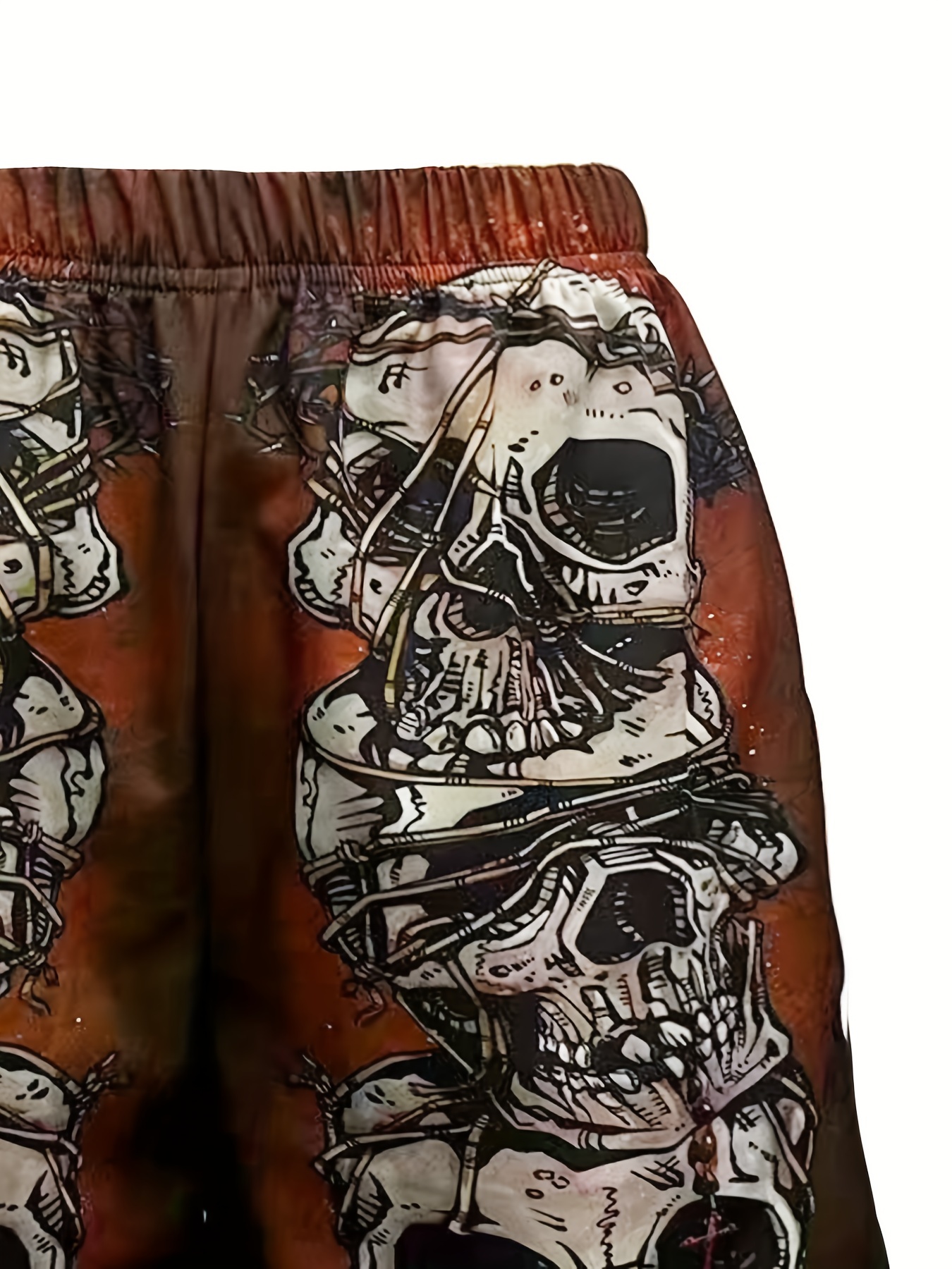halloween skull pattern comfy shorts mens casual stretch street style shorts for summer details 5