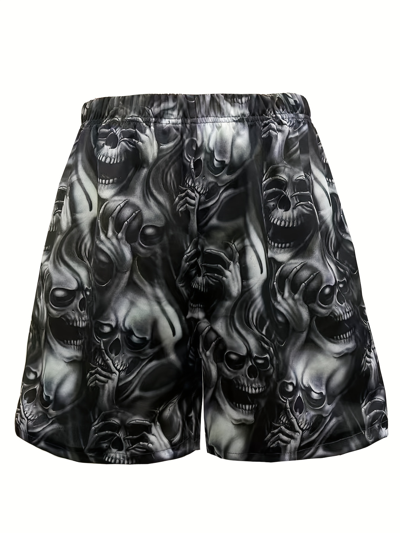 halloween skull pattern comfy shorts mens casual stretch street style shorts for summer details 15