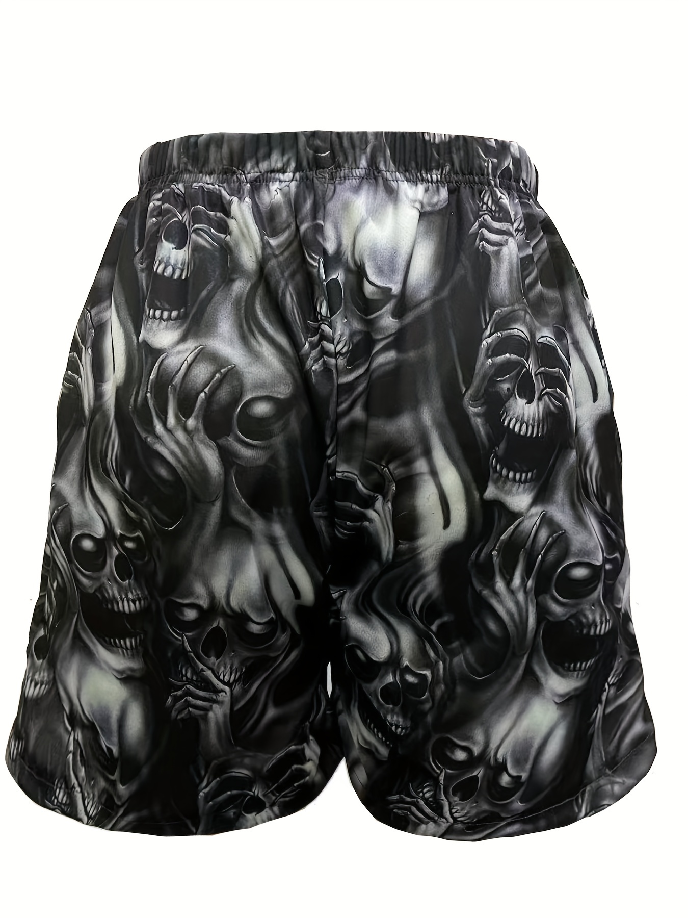 halloween skull pattern comfy shorts mens casual stretch street style shorts for summer details 16